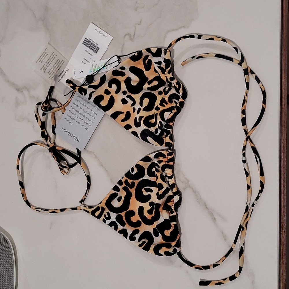 Bond-Eye Australia NWT leopard print string bikini top Small
